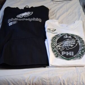Philadelphia Eagles Set (Size L Tee And Hoodie) Go Birds!!